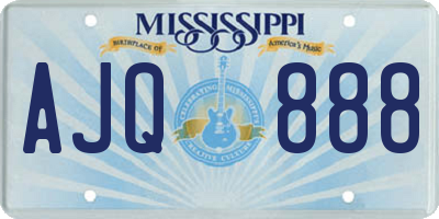 MS license plate AJQ888