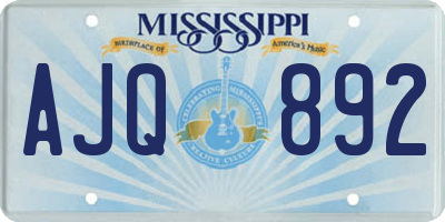 MS license plate AJQ892