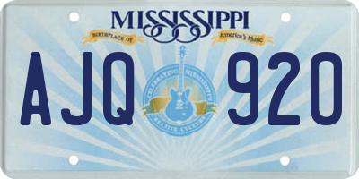MS license plate AJQ920