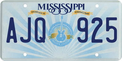 MS license plate AJQ925