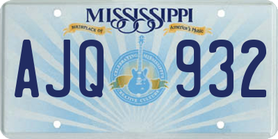 MS license plate AJQ932