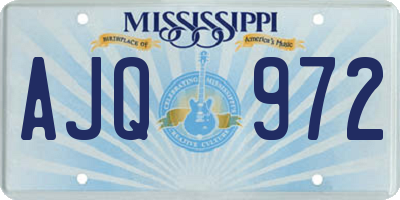 MS license plate AJQ972
