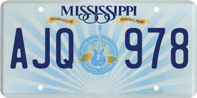 MS license plate AJQ978