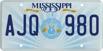 MS license plate AJQ980