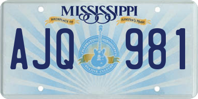 MS license plate AJQ981