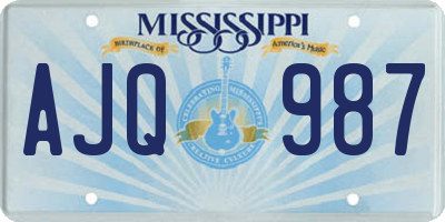 MS license plate AJQ987