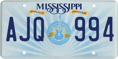MS license plate AJQ994