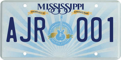 MS license plate AJR001