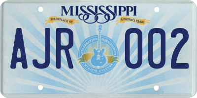 MS license plate AJR002