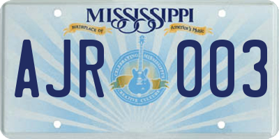 MS license plate AJR003