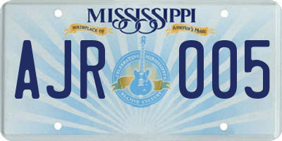 MS license plate AJR005