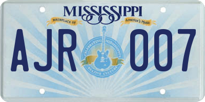 MS license plate AJR007