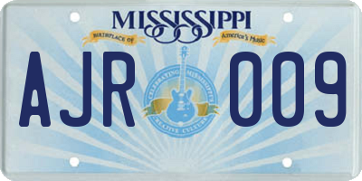MS license plate AJR009
