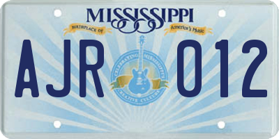 MS license plate AJR012