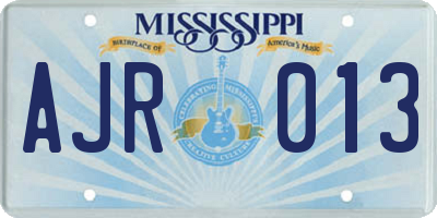 MS license plate AJR013