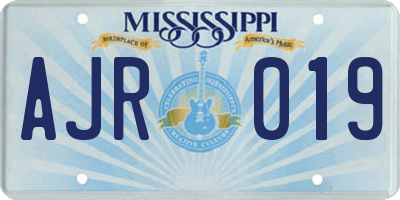 MS license plate AJR019