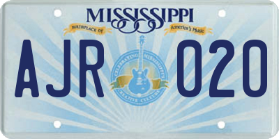 MS license plate AJR020