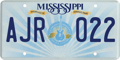 MS license plate AJR022
