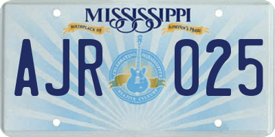 MS license plate AJR025