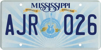 MS license plate AJR026