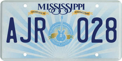 MS license plate AJR028