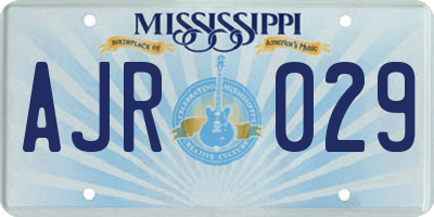 MS license plate AJR029