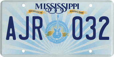 MS license plate AJR032