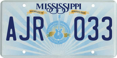 MS license plate AJR033