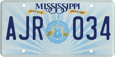 MS license plate AJR034