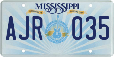 MS license plate AJR035
