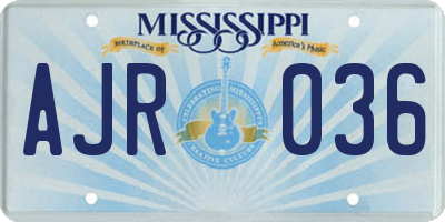 MS license plate AJR036