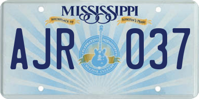 MS license plate AJR037