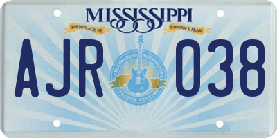 MS license plate AJR038