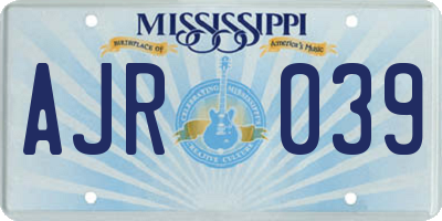 MS license plate AJR039