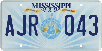 MS license plate AJR043