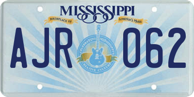 MS license plate AJR062