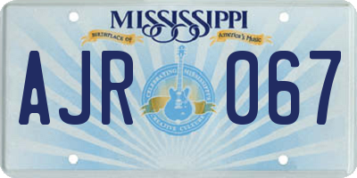 MS license plate AJR067