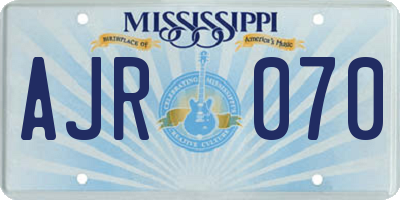 MS license plate AJR070
