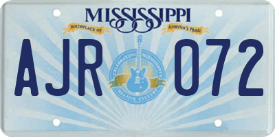 MS license plate AJR072