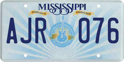 MS license plate AJR076
