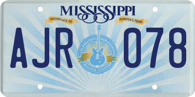 MS license plate AJR078