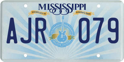 MS license plate AJR079