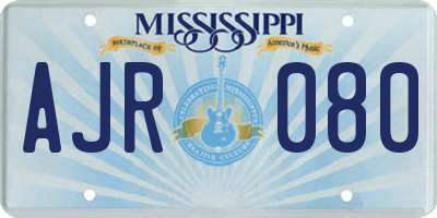 MS license plate AJR080