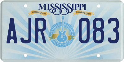 MS license plate AJR083