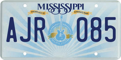 MS license plate AJR085