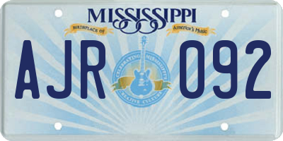 MS license plate AJR092