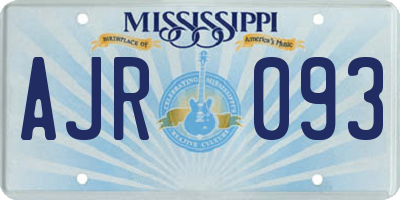 MS license plate AJR093