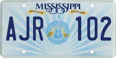 MS license plate AJR102