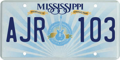 MS license plate AJR103