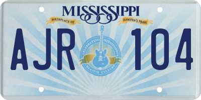 MS license plate AJR104